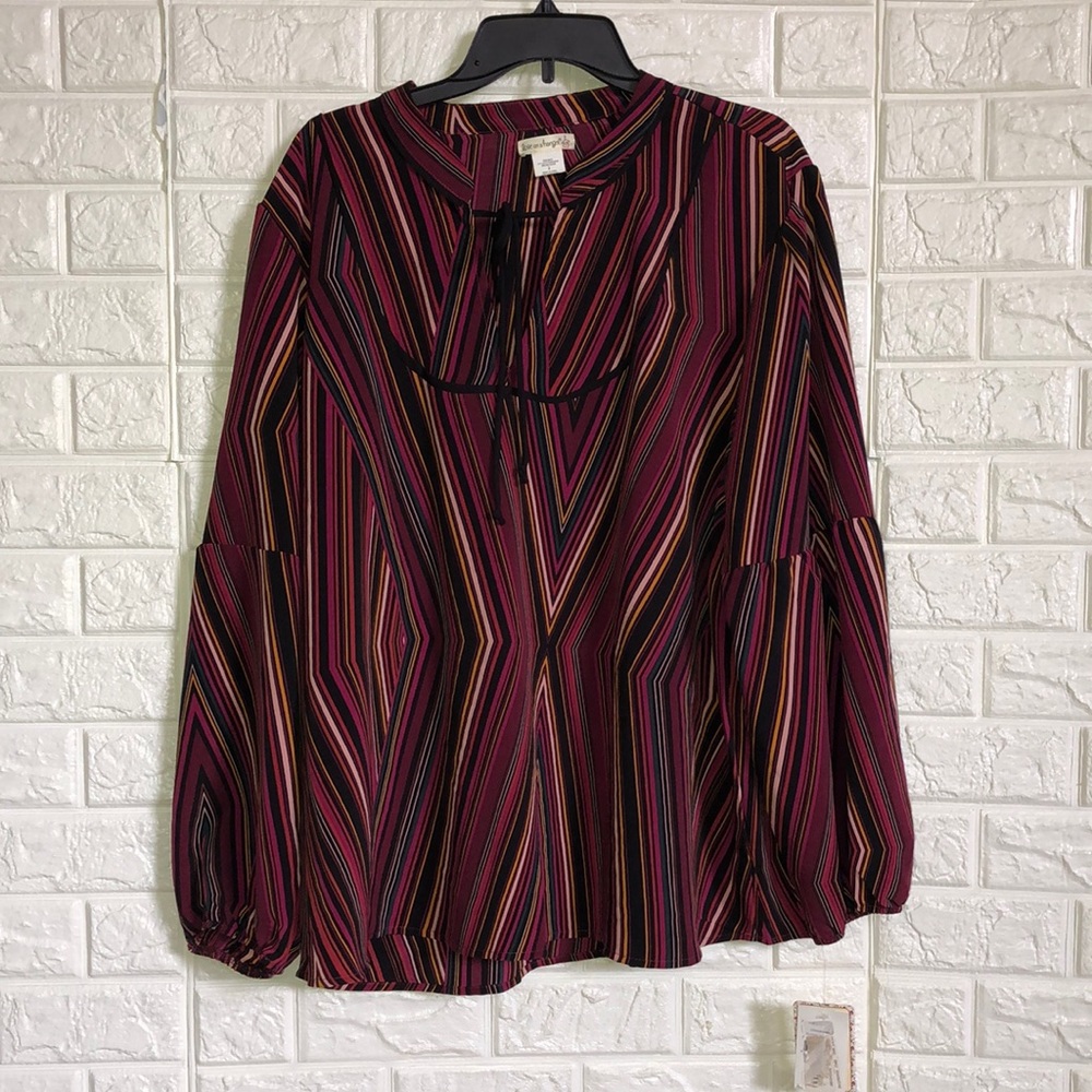 Love on a Hanger‎ peasant style striped chevron blouse plus size 2